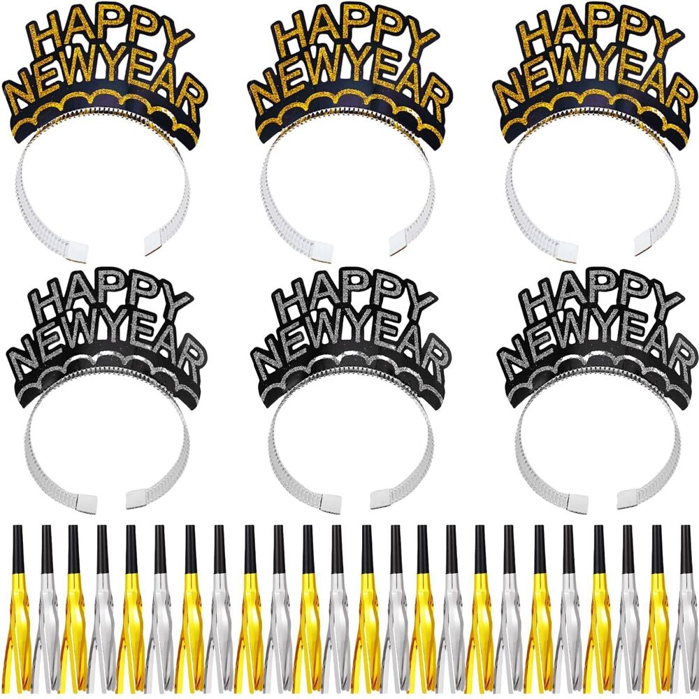 5619 30 Pieces New Years Eve Party Supplies 2025 Happy New Year Headband